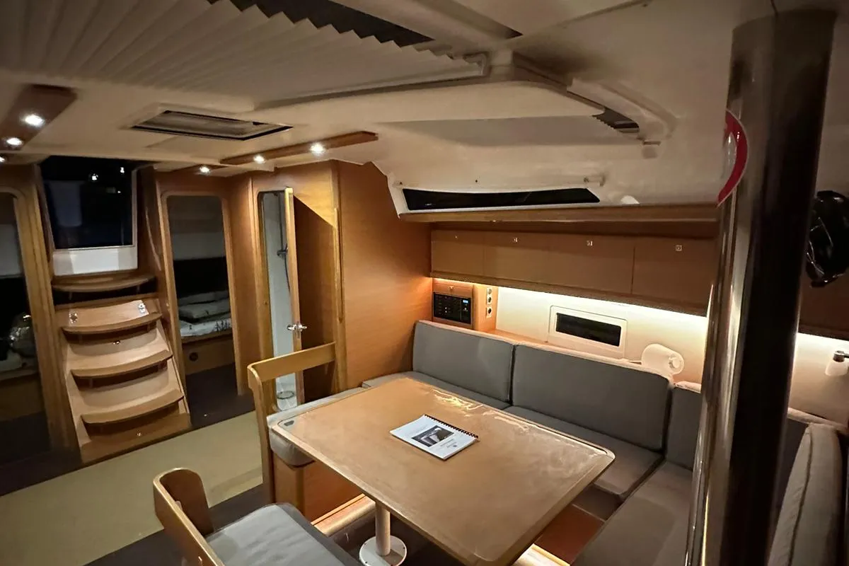 Salon of Esperanza, a Dufour 430 GL sailboat at Marmaris, Turkey
