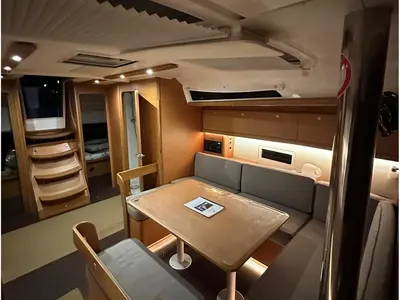 Salon of Esperanza, a Dufour 430 GL sailboat at Marmaris, Turkey