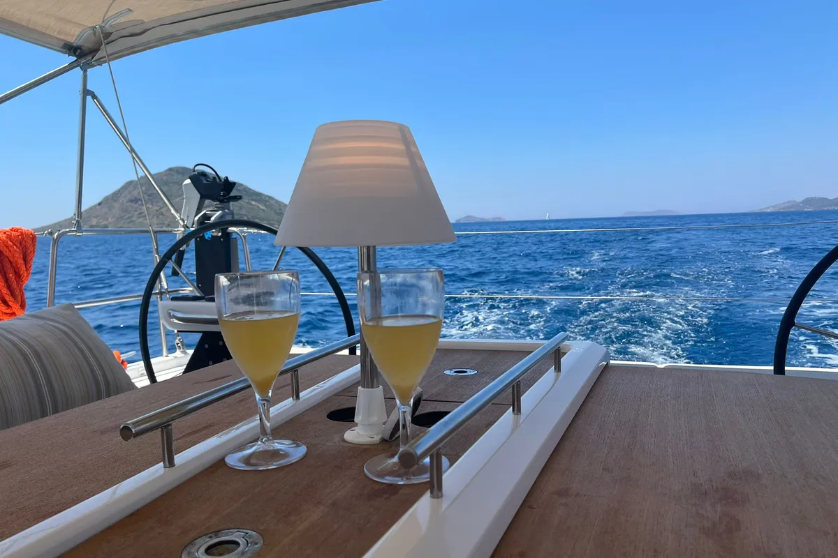 Cockpit of Esperanza, a Dufour 430 GL sailboat at Marmaris, Turkey
