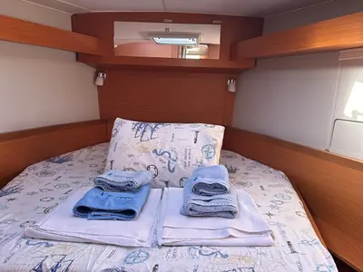 Cabin on Esperanza, a Dufour 430 GL sailboat at Marmaris, Turkey