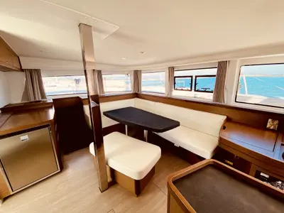 Salon of Maresol (Pax 12) , a Lagoon 42 catamaran at Municipal Unit of Lefkada, Greece