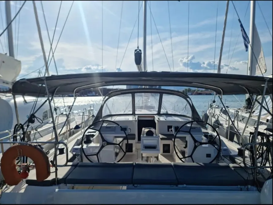 Cockpit of Bavaria C45, a sailboat at Volos, Greece