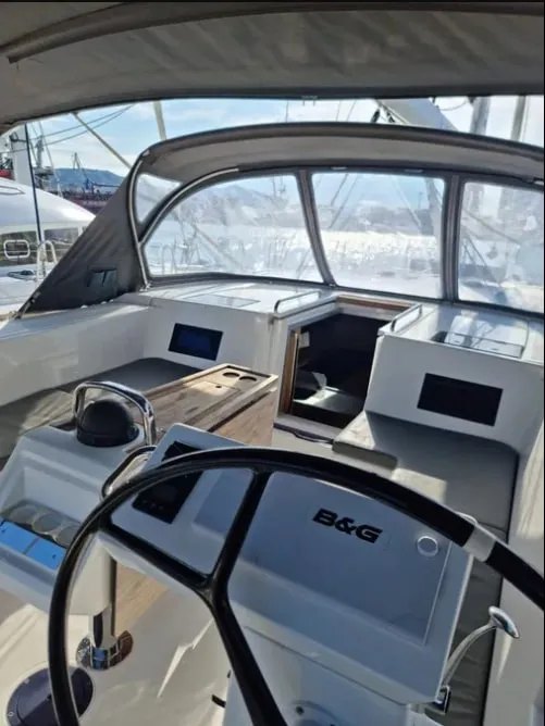 Cockpit of Bavaria C45, a sailboat at Volos, Greece