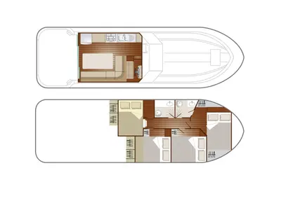 Floor plan of Mélodie, a Nicols Sedan 1170 motorboat at Sablé-sur-Sarthe, France