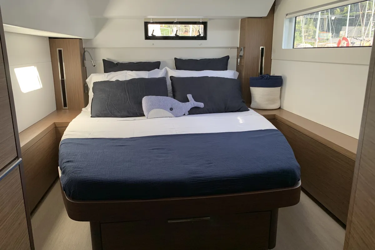 Cabin on Lagoon 46, a catamaran at Olbia, Italy