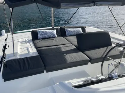 Cockpit of Lagoon 46, a catamaran at Olbia, Italy