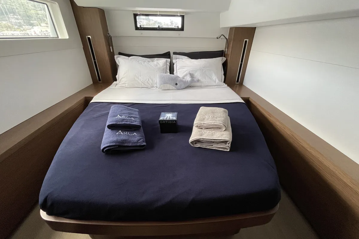 Cabin on Lagoon 46, a catamaran at Olbia, Italy