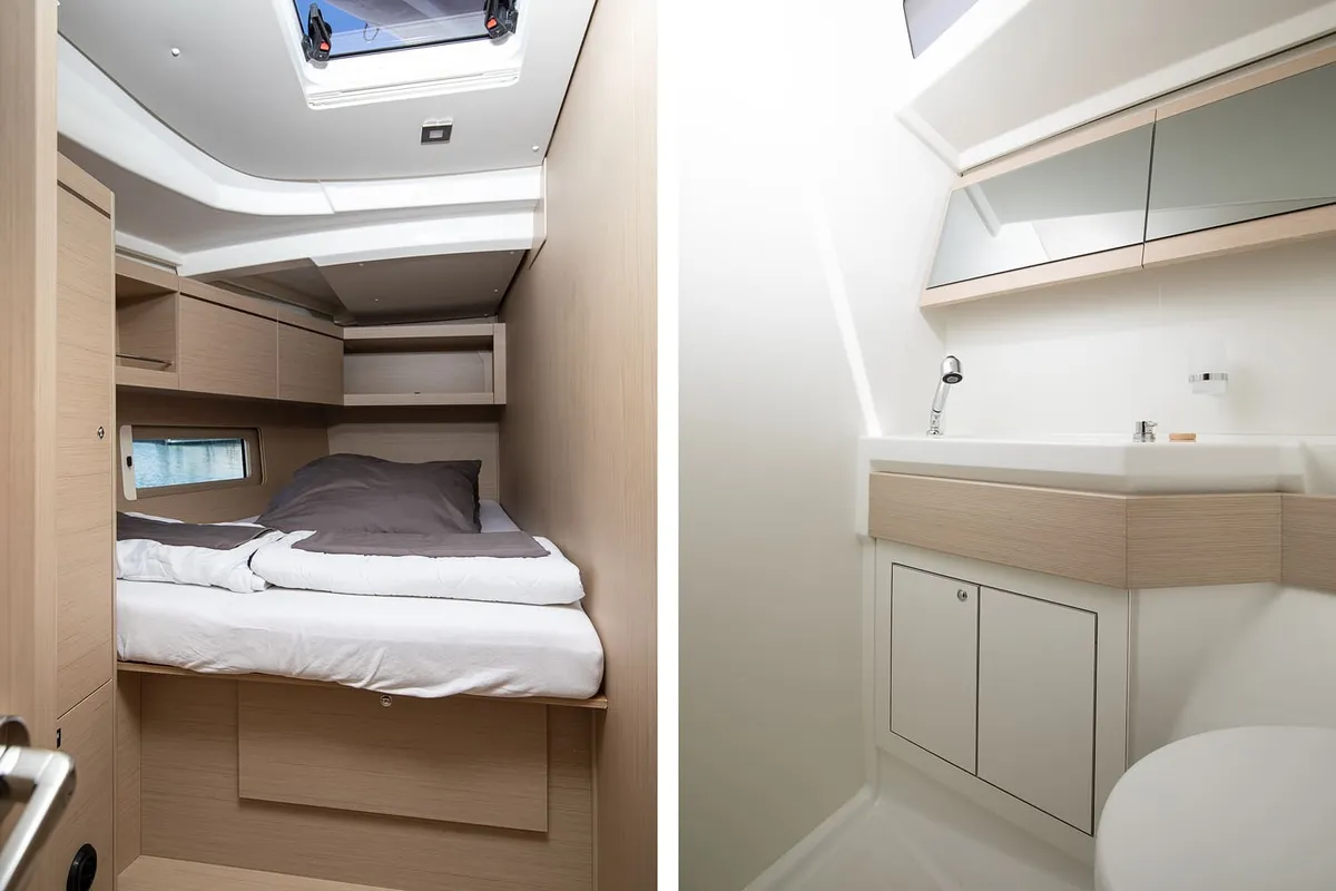 Cabin on Contessa di Mare, a Beneteau Oceanis 46.1 sailboat at Općina Medulin, Croatia