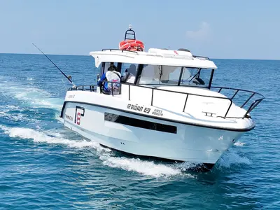 Finnmaster, a Finnmaster Pilot 8 motorboat at Rawai, Thailand
