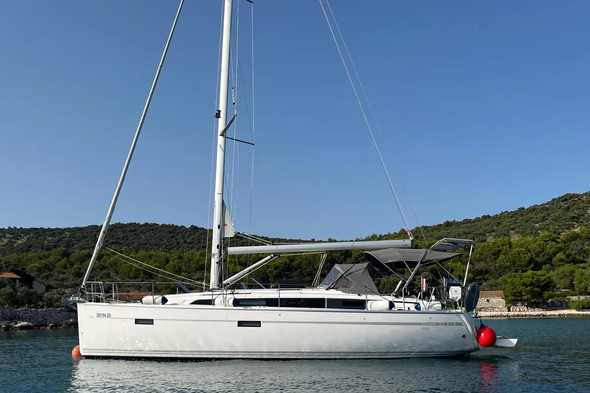 Exterior view of FORTUNATA, a Bavaria Cruiser 37 Style sailboat at Zadar, Croatia