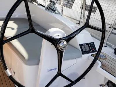 Cockpit of FORTUNATA, a Bavaria Cruiser 37 Style sailboat at Zadar, Croatia