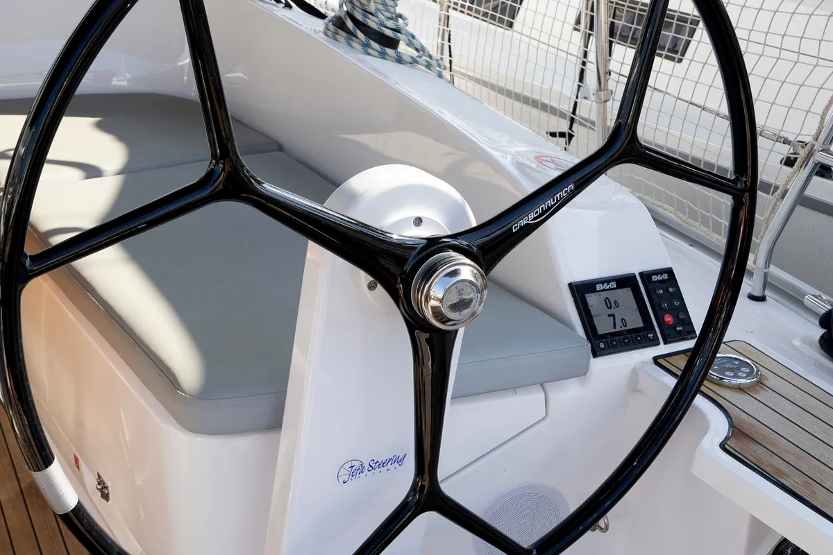 Cockpit of FORTUNATA, a Bavaria Cruiser 37 Style sailboat at Zadar, Croatia
