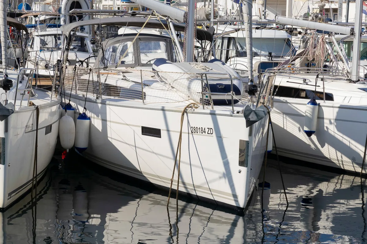 Exterior view of FORTUNATA, a Bavaria Cruiser 37 Style sailboat at Zadar, Croatia