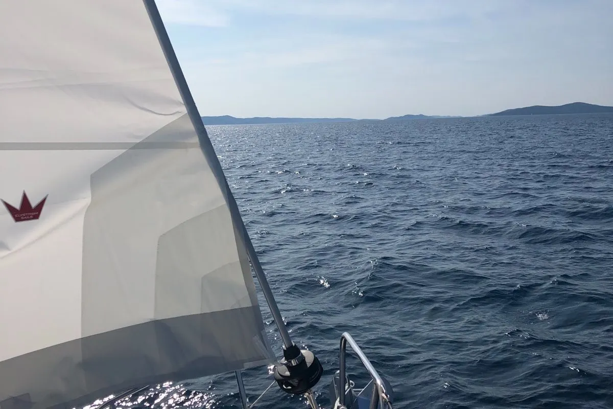 Deck of FORTUNATA, a Bavaria Cruiser 37 Style sailboat at Zadar, Croatia