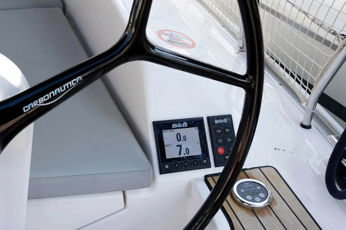 Cockpit of FORTUNATA, a Bavaria Cruiser 37 Style sailboat at Zadar, Croatia