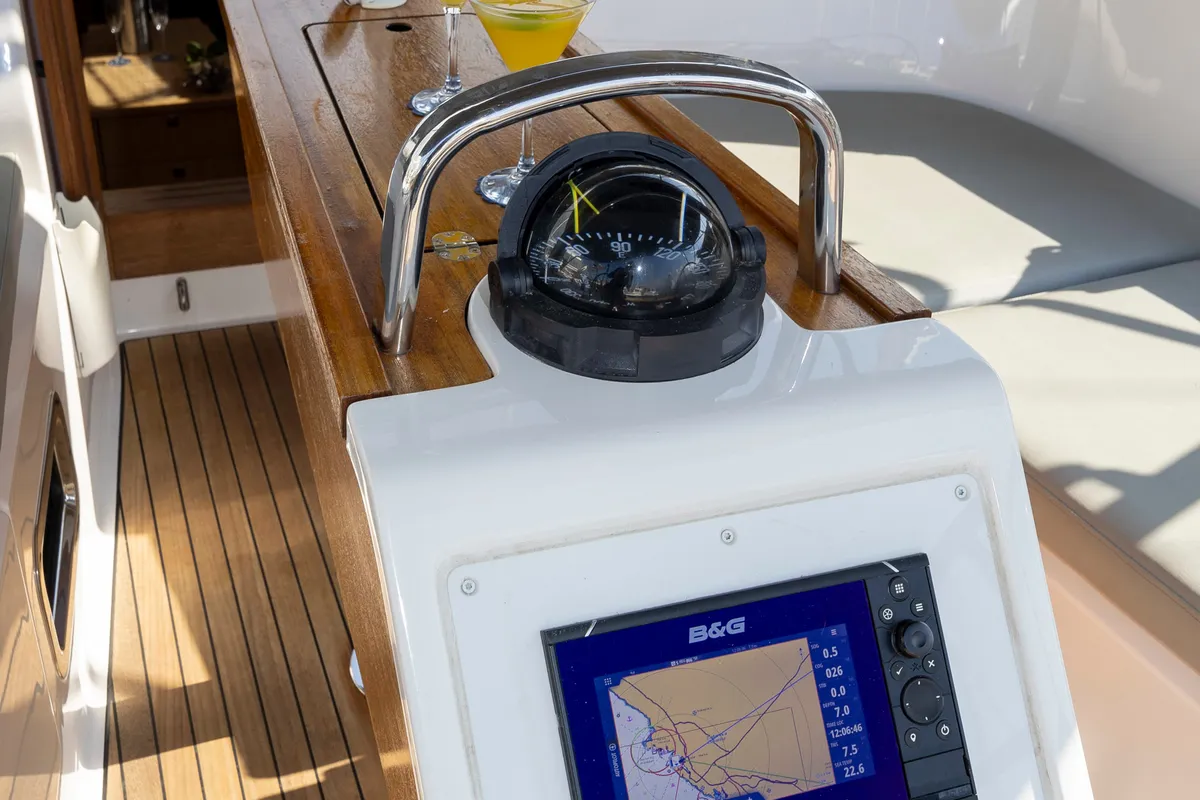 Cockpit of FORTUNATA, a Bavaria Cruiser 37 Style sailboat at Zadar, Croatia