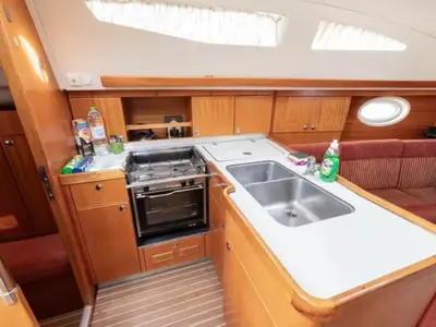 Galley of Argo, a Elan 344 Impression sailboat at Preveza, Greece