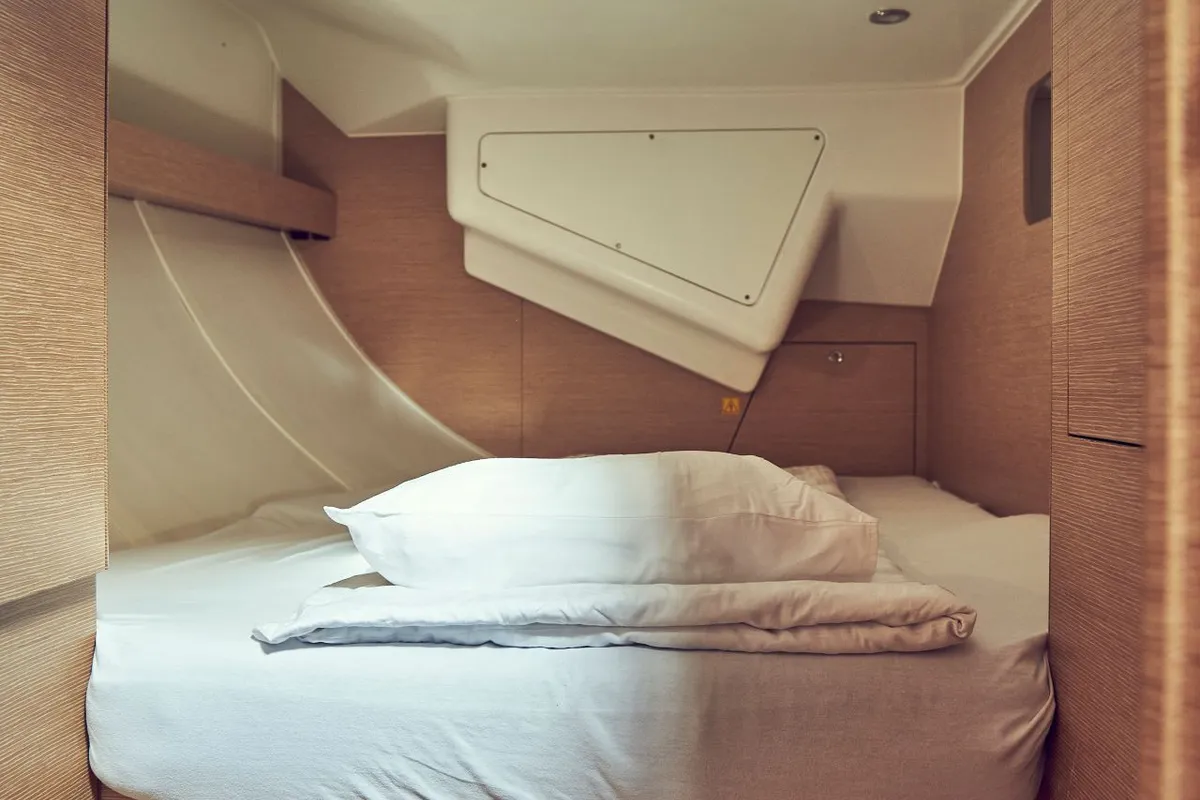 Cabin on Friends, a Elan Impression 50 sailboat at Pula, Croatia