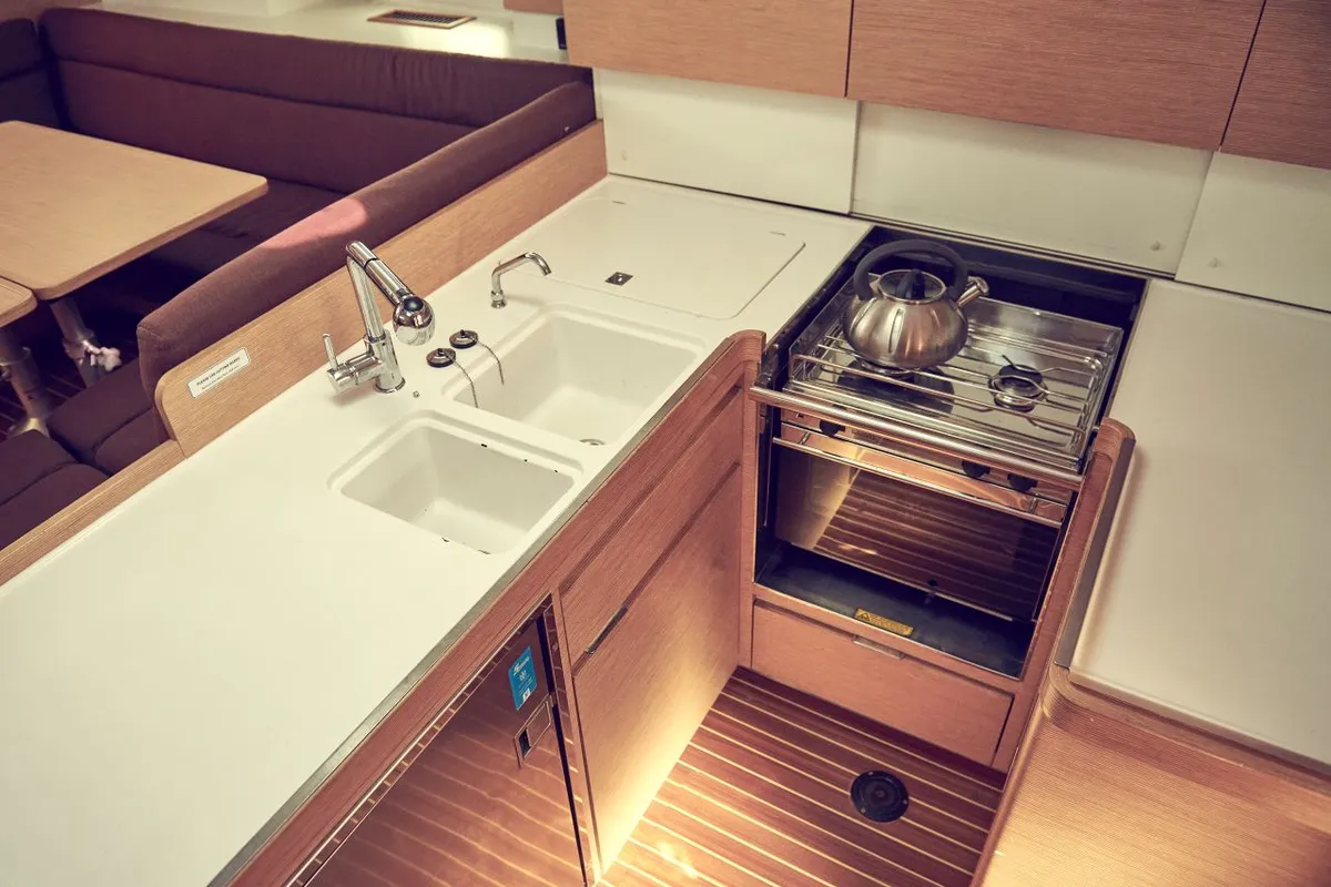 Galley of Friends, a Elan Impression 50 sailboat at Pula, Croatia