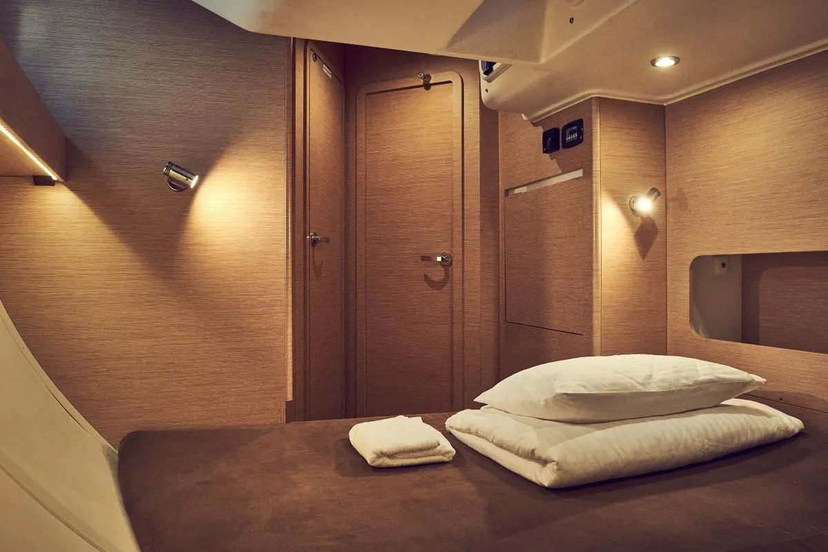 Cabin on Friends, a Elan Impression 50 sailboat at Pula, Croatia