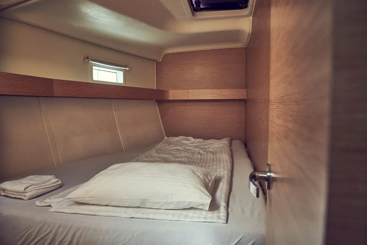 Cabin on Friends, a Elan Impression 50 sailboat at Pula, Croatia