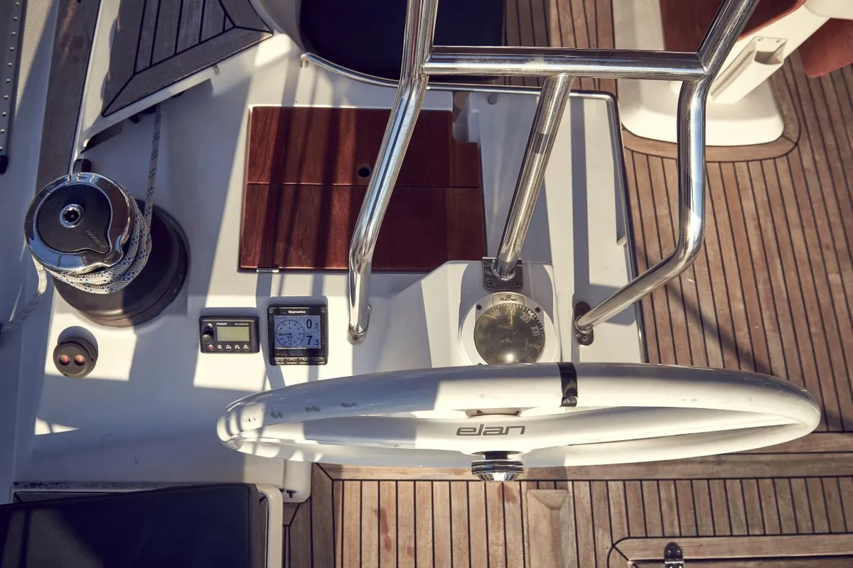 Cockpit of Friends, a Elan Impression 50 sailboat at Pula, Croatia