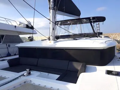 Deck of Lagoon 450 Fly, a catamaran at Athens, Greece