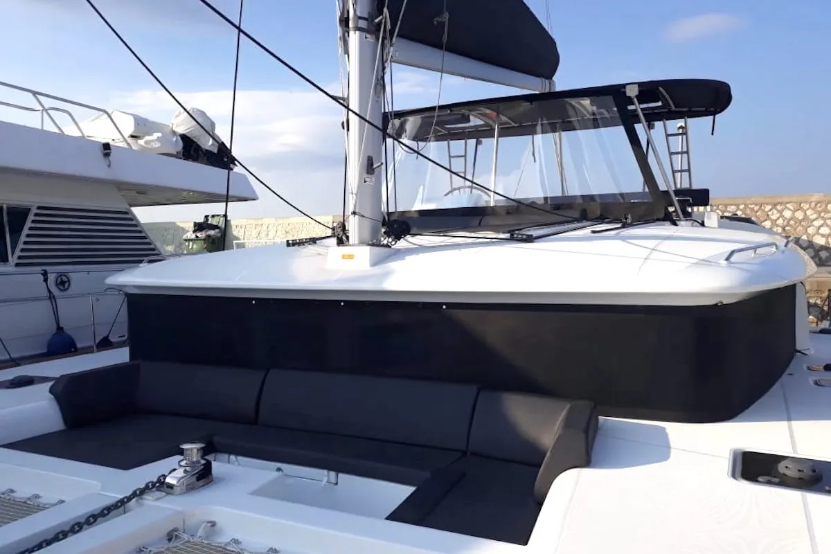 Deck of Lagoon 450 Fly, a catamaran at Athens, Greece
