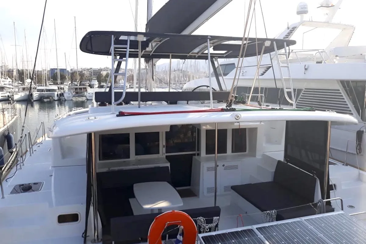 Deck of Lagoon 450 Fly, a catamaran at Athens, Greece
