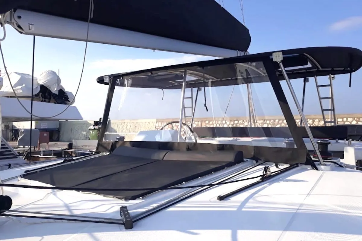 Deck of Lagoon 450 Fly, a catamaran at Athens, Greece