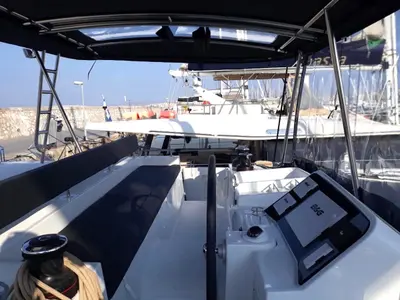 Cockpit of Lagoon 450 Fly, a catamaran at Athens, Greece