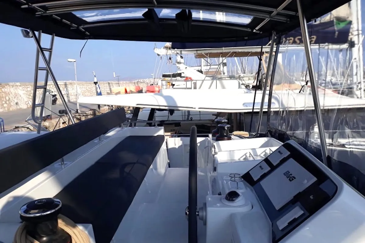 Cockpit of Lagoon 450 Fly, a catamaran at Athens, Greece