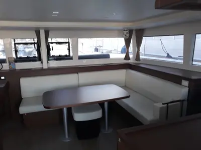 Salon of Lagoon 450 Fly, a catamaran at Athens, Greece