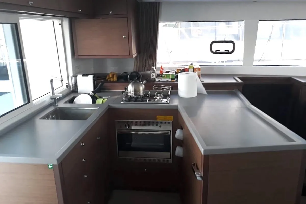 Galley of Lagoon 450 Fly, a catamaran at Athens, Greece