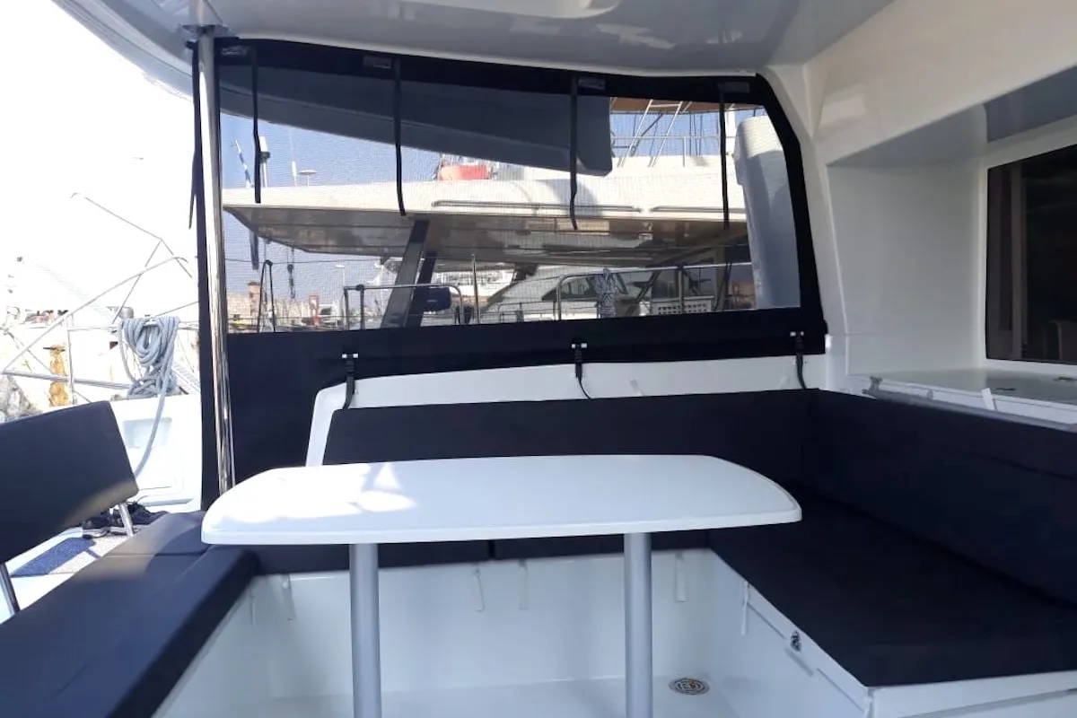Deck of Lagoon 450 Fly, a catamaran at Athens, Greece