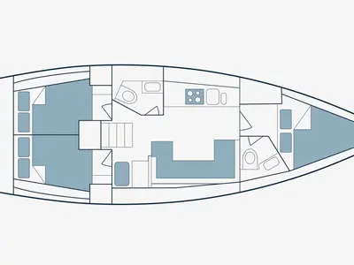Floor plan of Vlassis, a Bavaria 40 sailboat at Municipal Unit of Lefkada, Greece