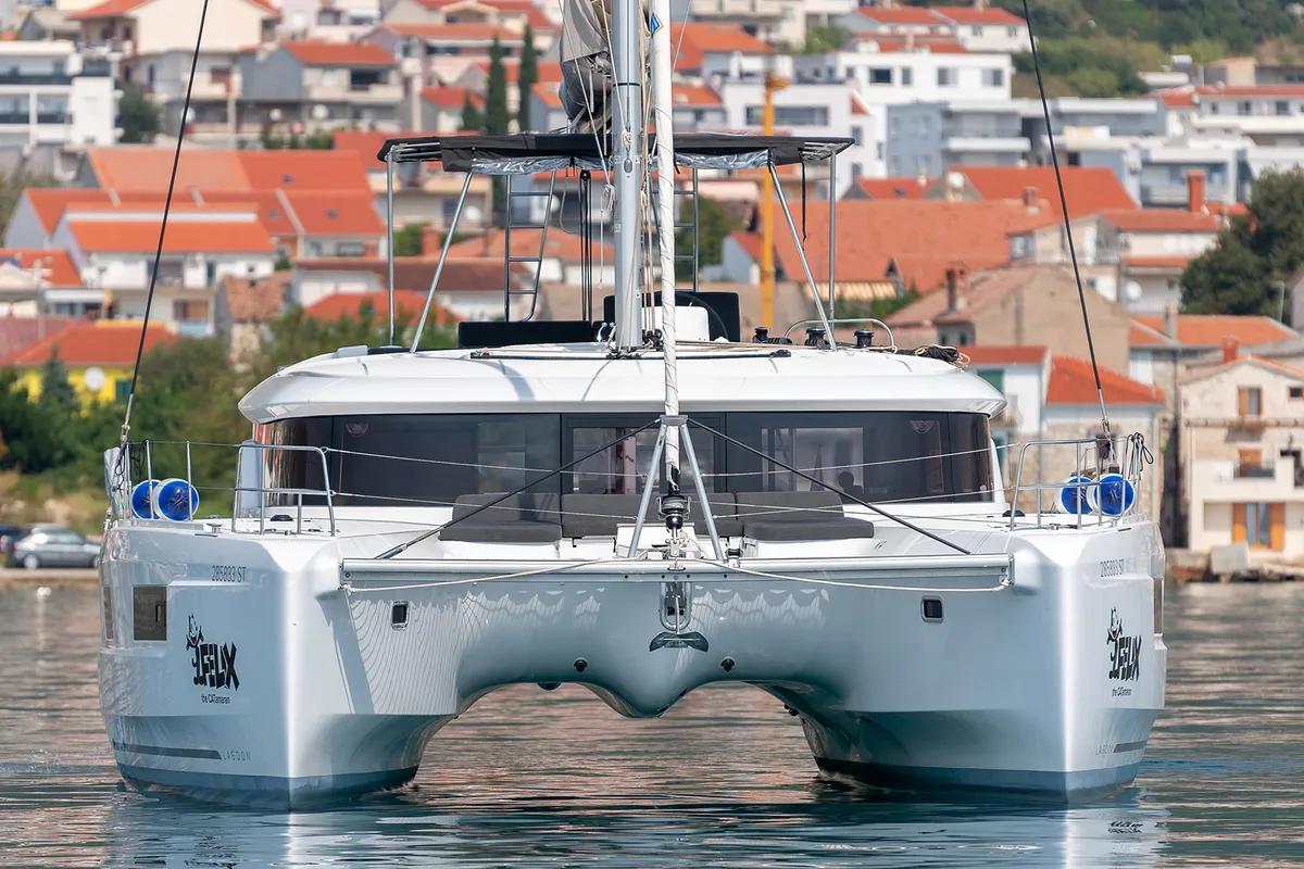 Exterior view of Felix, a Lagoon 46 catamaran at Grad Kaštela, Croatia