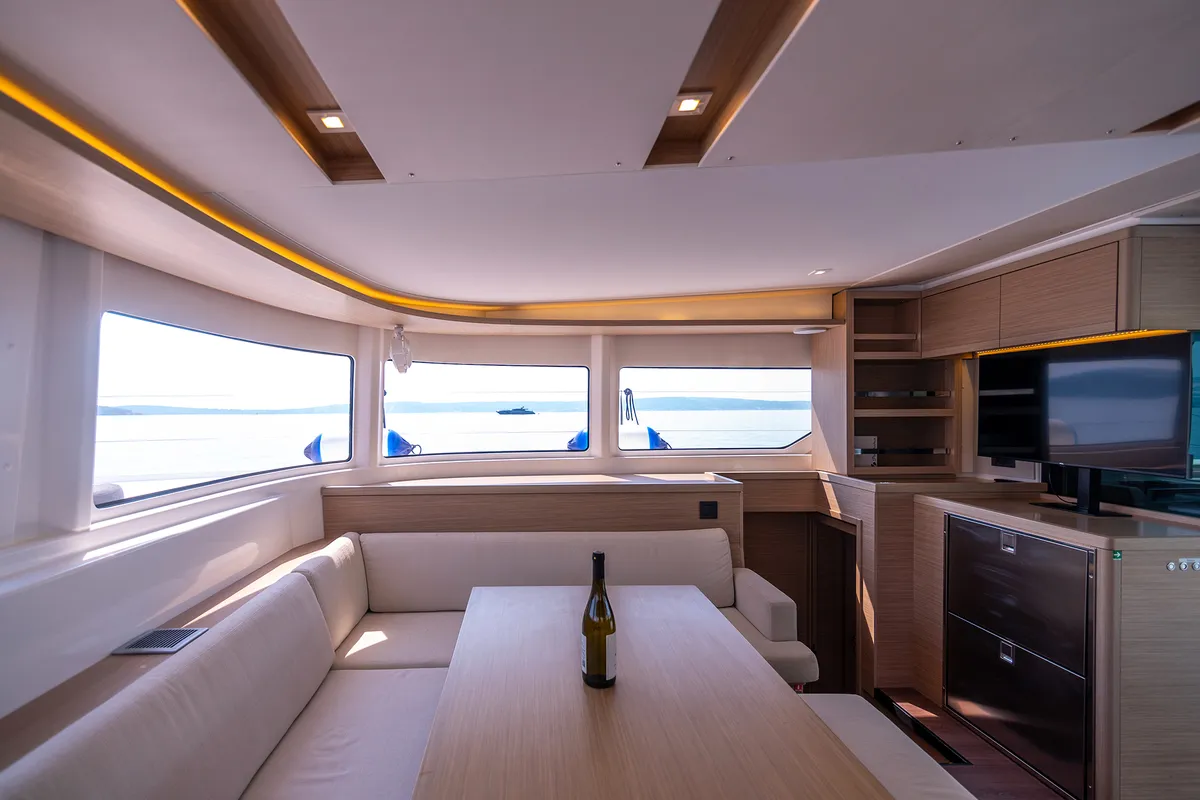 Salon of Felix, a Lagoon 46 catamaran at Grad Kaštela, Croatia