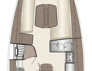 Floor plan of Dolcevita, a Dehler 38 SQ sailboat at Grad Rovinj, Croatia