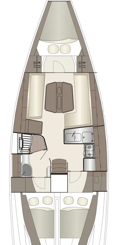 Floor plan of Dolcevita, a Dehler 38 SQ sailboat at Grad Rovinj, Croatia