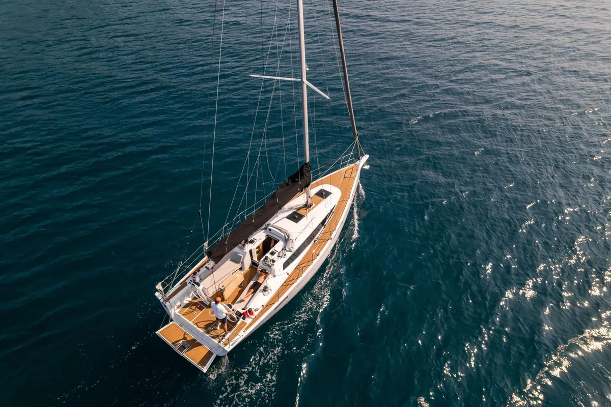 Exterior view of Dolcevita, a Dehler 38 SQ sailboat at Rovinj, Croatia