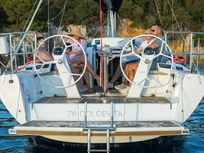 Cockpit of Dolcevita, a Dehler 38 SQ sailboat at Rovinj, Croatia