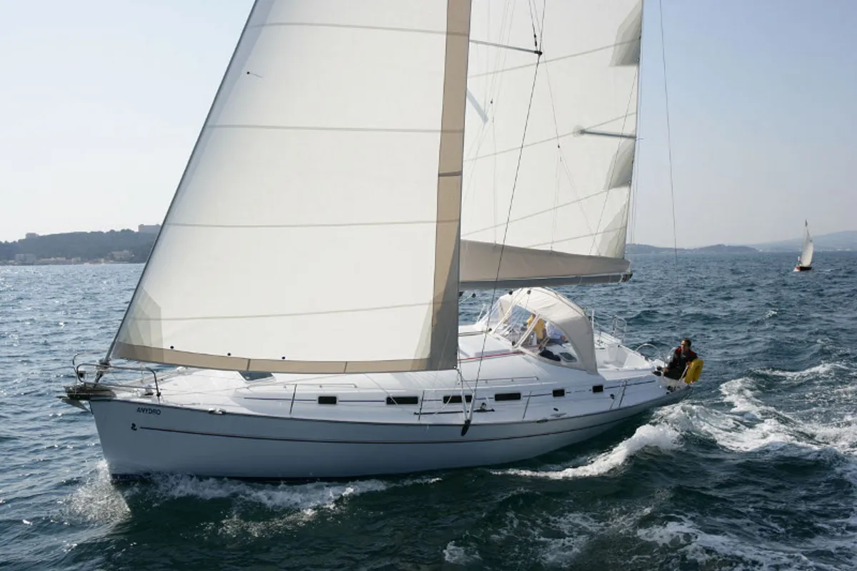 Exterior view of Alegria, a Beneteau Cyclades 50.5 sailboat at Municipal Unit of Nea Peramos, Greece