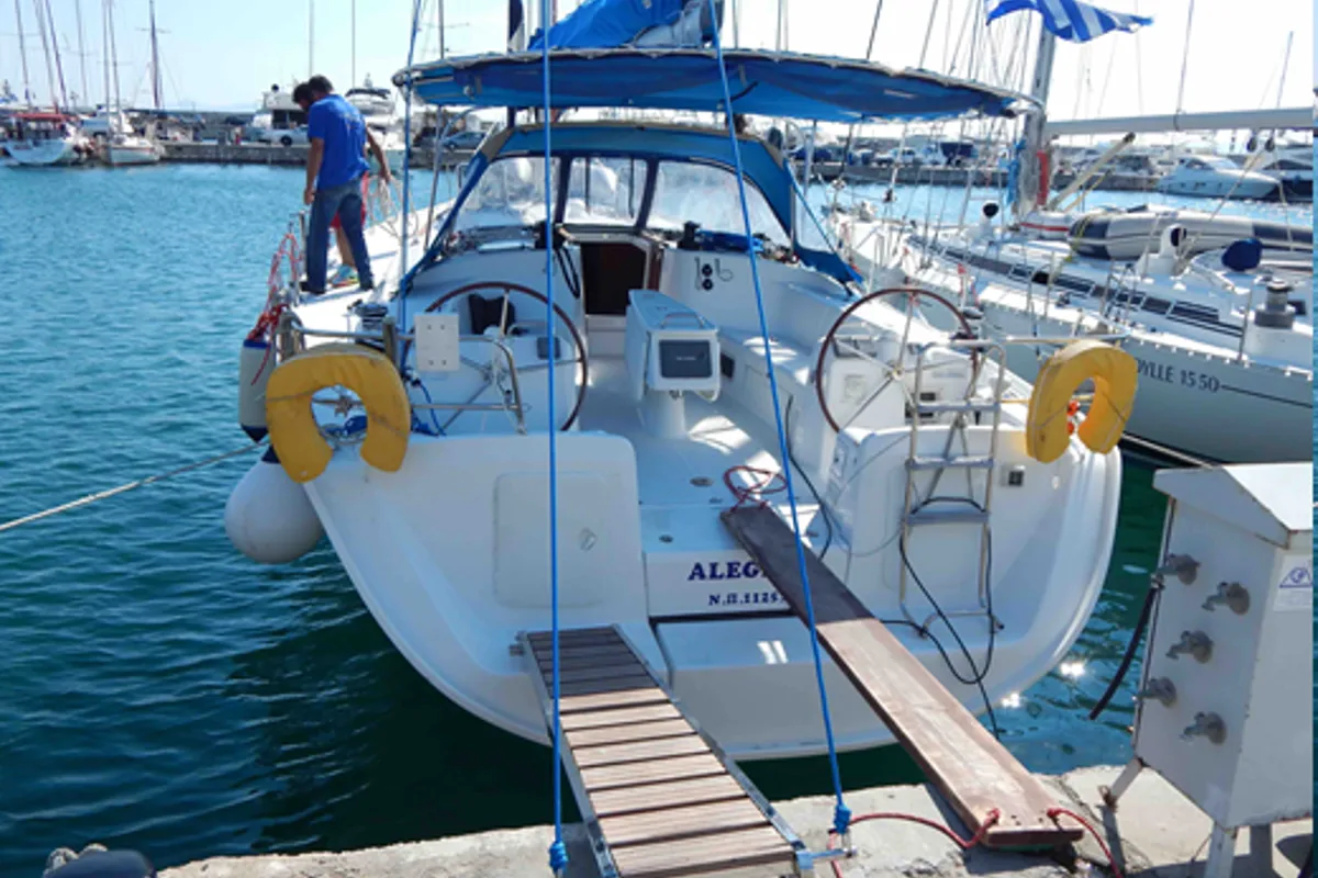 Exterior view of Alegria, a Beneteau Cyclades 50.5 sailboat at Municipal Unit of Nea Peramos, Greece