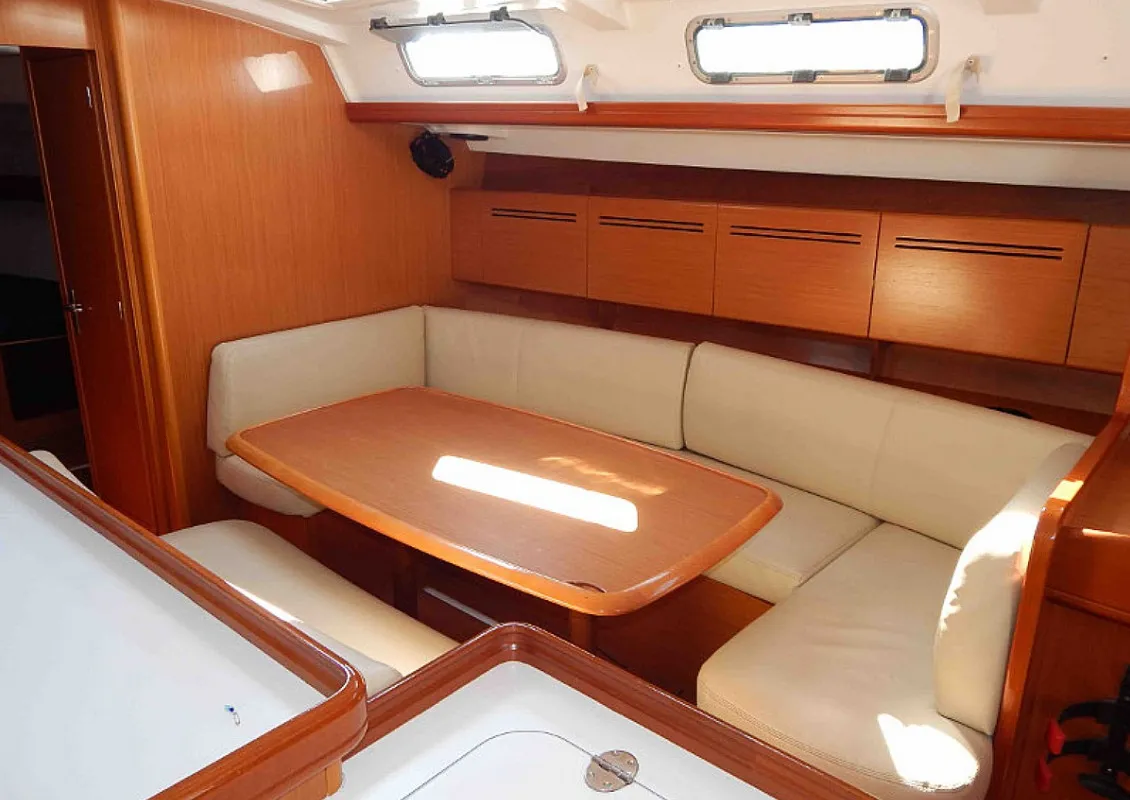 Salon of Alegria, a Beneteau Cyclades 50.5 sailboat at Municipal Unit of Nea Peramos, Greece