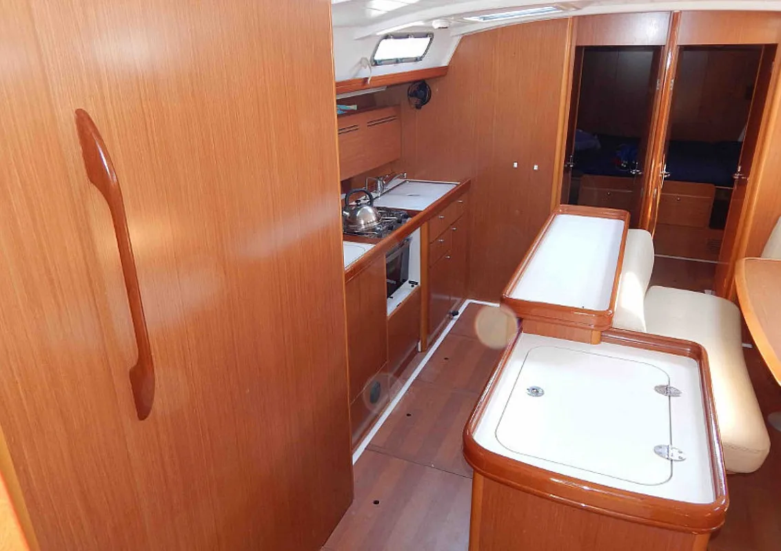 Galley of Alegria, a Beneteau Cyclades 50.5 sailboat at Municipal Unit of Nea Peramos, Greece