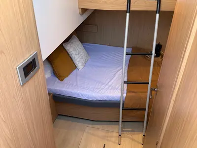 Cabin on Libera, a Bali 5.2 catamaran at Tonnarella, Italy