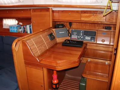 Cockpit of Thetis, a Bavaria 39 Cruiser sailboat at Općina Vrsar, Croatia