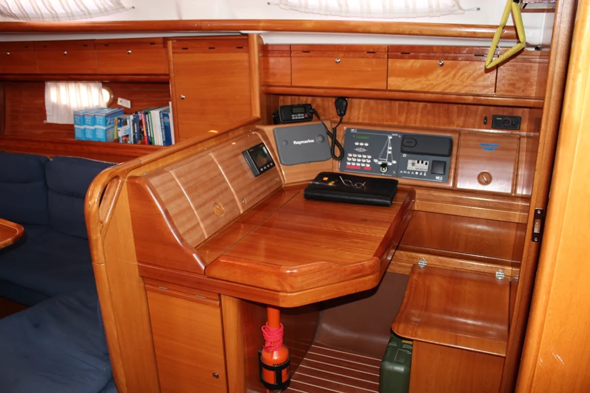 Cockpit of Thetis, a Bavaria 39 Cruiser sailboat at Općina Vrsar, Croatia