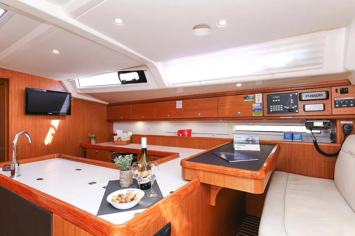Galley of Mandy, a Bavaria Cruiser 56 sailboat at Murter, Croatia